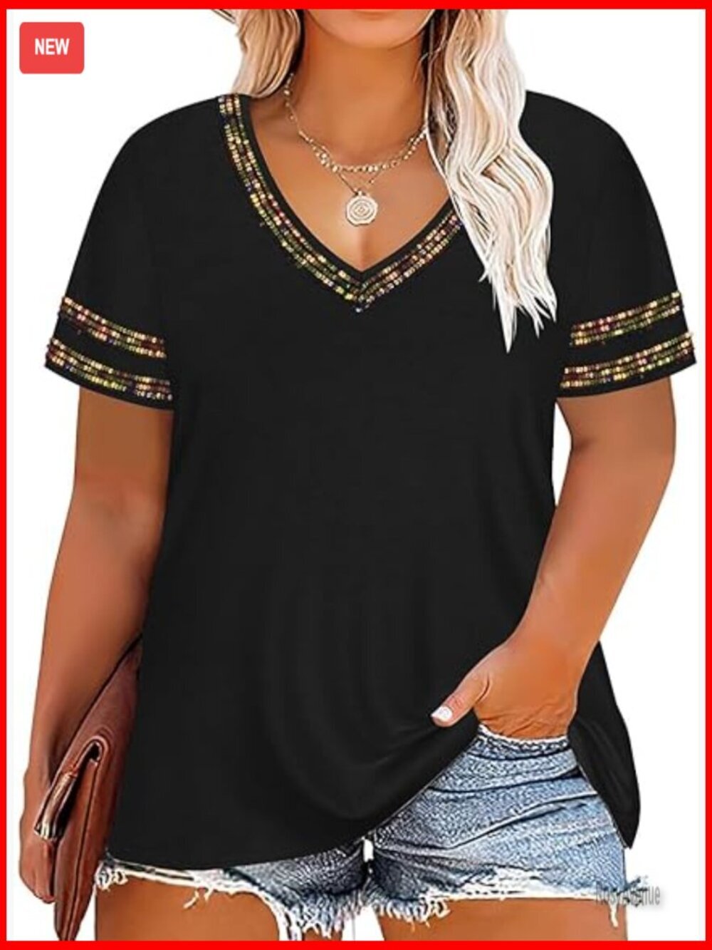 Plus Size V-Neck Raglan Tunic Blouse Short Sleeve Casual Loose Fit